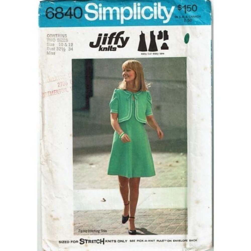 Simplicity Sewing Pattern 6840 Miss‎ Pullover Dress